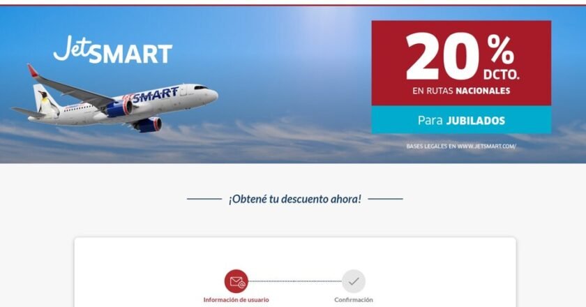 Aerolínea low cost ofrece 20% de descuento en viajes nacionales a jubilados y pensionados