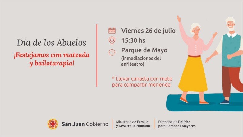 San Juan: Organizan el viernes 26 una mateada en familia para celebrar el Día de los Abuelos