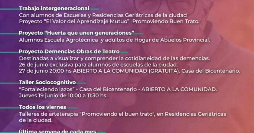 Entre Ríos: Colón desarrolla una agenda integral de actividades en el Mes del Adulto Mayor